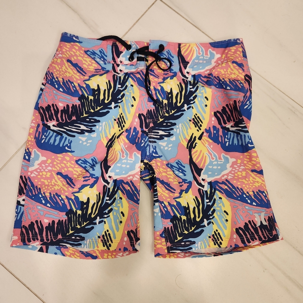 Mens Pink & Blue Tropical Swim Shorts - Hurley